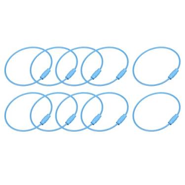 Imagem de METALLIXITY Chaveiros de arame (160 mm/6,3") 12 peças, chaveiros de fio de aço carbono anéis de cabo para pendurar etiquetas de bagagem ou etiquetas de identificação, azul