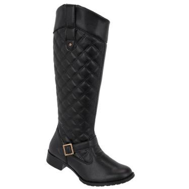 Imagem de Bota Montaria Feminina Cano Longo Macia com Salto - HYPE, Preto, 35