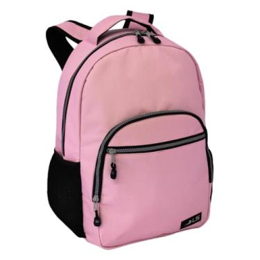 Imagem de Mochila Escolar Rosa, com Bolsos Frontais e Laterais, Material Resistente, MO3204