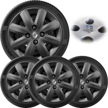 Imagem de 4X Calota Clio Logan Sandero 2007 A 2013 Aro 14 Grafite