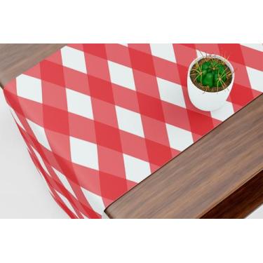 Imagem de Caminho De Mesa Trilho Xadrez Vermelho - Core Decore