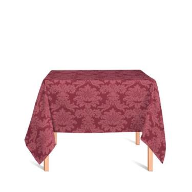 Imagem de Toalha de Mesa Quadrada em Tecido Jacquard Vinho Marsala Medalhão Trad