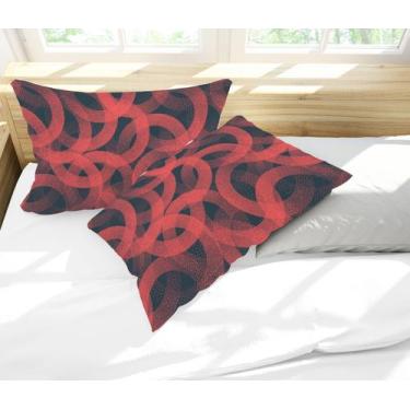 Imagem de Par de Fronhas Estampa Círculos Pontilhados Vermelho - Core Decore