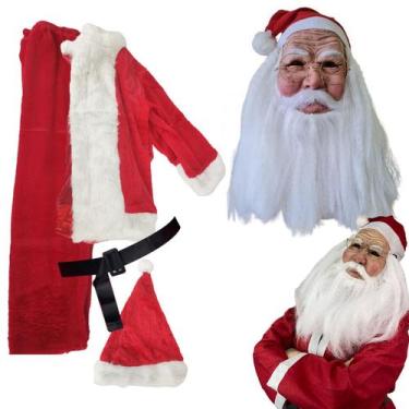 Imagem de Mascara Realista Papai Noel Fantasia Roupa Natal Completa Natalina Ocu