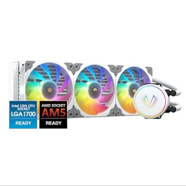 Imagem de Vetroo V360 Branco 360Mm CPU Water Liquid Cooler Amd/Intel Lga1200 Pronto Sistema de Resfriamento Multifuncional com Controlador 3X 120Mm Argb Placa-Mãe Ventiladores de Sincronização Radiador de 360Mm