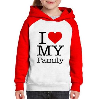 Imagem de Moletom Infantil I Love My Family - Foca na Moda, Branco, Vermelho, 12