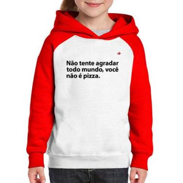 Imagem de Moletom Infantil Você não é pizza - Foca na Moda, Branco, Vermelho, 2