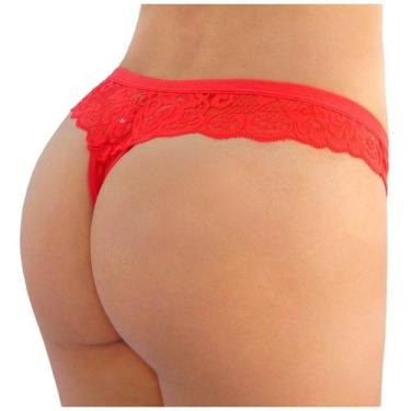 Imagem de Calcinha Tanga Feminina Fio Dental Microfibra Poliamida Renda Charme -