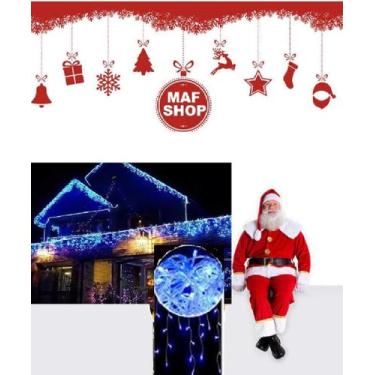 Imagem de Cascata Azul Pisca Fio Transparente 100 LED  2 metros 127 V - Maf Shop