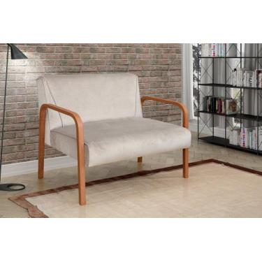 Imagem de Namoradeira Anita Sofá 2 Lugares Moderna Braço Madeira - BELLA DECOR