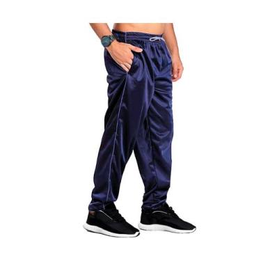 Imagem de Calça Tactel Masculina Forrada 3 Bolsos, P, Azul