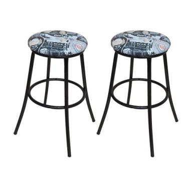 Imagem de Kit 2 Banco com 60 cm Altura sem Encosto P/ Cozinha Mesa estrutura Pre