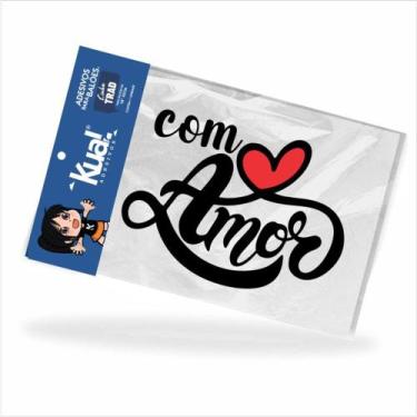 Imagem de 10 Adesivos Com Amor para Balão 18"  19x14cm - kual, Preto