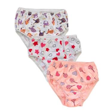 Imagem de Kit 3 Calcinhas Infantil Menina Confortável Estampadas Sortidas em Alg