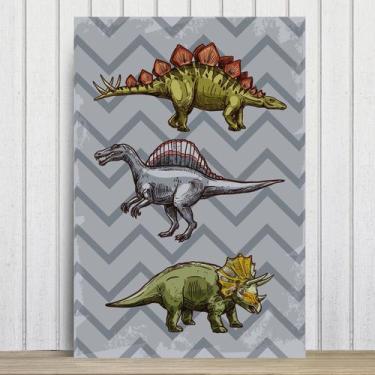 Imagem de Placa Decorativa Infantil Dinossauro Jurassic Cinza 20x30cm - Quartinh