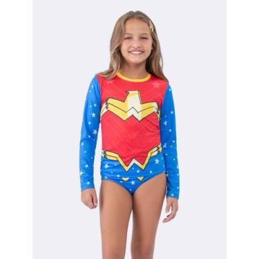 Imagem de Blusa Manga Longa com Proteção UV 50+ Mulher Maravilha - Veggi, Vermel