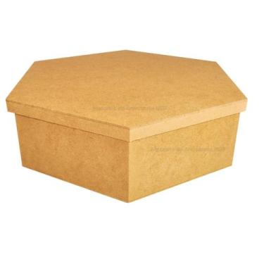 Imagem de Caixa Sextavada Tampa Sapato 38x11 Mdf Madeira - ATACADÃO DO ARTESANAT