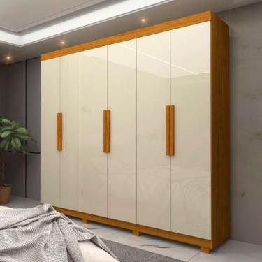 Imagem de Guarda-Roupa Solteiro Império 6 Portas 2 Gavetas 100% Mdf Naturale/Off