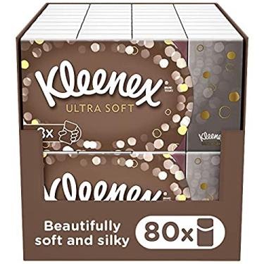 Imagem de Kleenex Lenços faciais ultra macios em pacotes de bolso práticos - 80 pacotes de bolso para viagem - Nossos lenços mais macios - Tecidos extremamente macios e sedosos projetados com luxo em mente