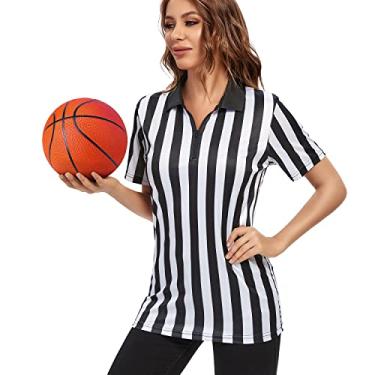 Imagem de Witkey Camisa de árbitro feminina, uniforme oficial de árbitro camiseta de árbitro para basquete, futebol e vôlei, Branco, M