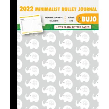 Imagem de 2022 Minimalist Bullet Journal/BUJO with Cute White Elephants with Hearts And Gray Background Cover: Basic Bujo | Classic Bullet Journal Help You ... And Dotted Pages | 240 Pages | 7.5 * 9.25