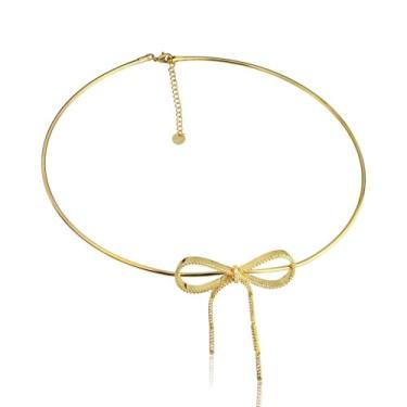 Imagem de Genérico, CHOKER LAÇO BANHO RÓDIO E OURO 18K Cor:Ouro 18k;Cor da pedra:Cristal