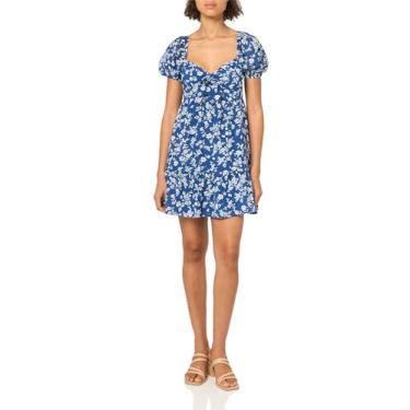 Imagem de Speechless Vestido Babydoll feminino de manga curta, Jeans/Branco, GG