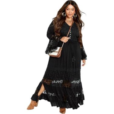 Imagem de AVENUE Renda feminina plus size Maxi Tisha, Preto, 54