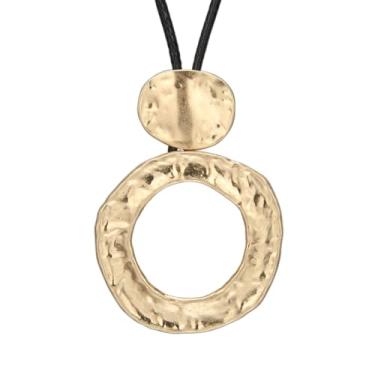 Imagem de JAOYU Colares boêmios para mulheres, colar de couro, pingente de madeira, gargantilha longa, marrom, círculo, boho, joia hippie, One Size, Couro sintético, Sem Pedra Preciosa