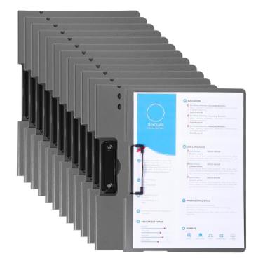 Imagem de PATIKIL 23,5 x 32 cm, 12 pastas de apresentação com clipe forte, capacidade de 100 folhas, pasta de currículo para arquivos de documentos, cinza (estilo horizontal)