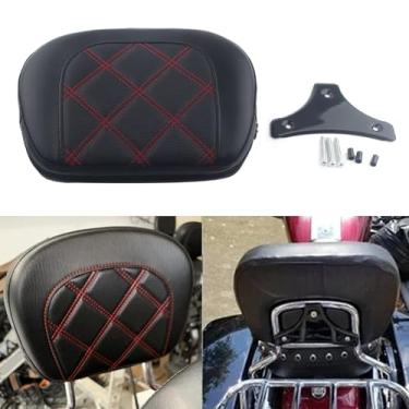 Imagem de FINMOKAL Almofada de encosto Sissy Bar para motocicleta com suporte preto para Harley Breakout CVO Electra Street Road Glide Road King Ultra Classic Solftail Heritage 1996-2023 - Linha vermelha