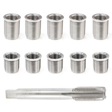 Imagem de SUGOOE Kit de reparo de rosca de vela de ignição, parafuso M10 x 1.0, torneira M12 x 1.0, kit helicóptero de vela de ignição de aço inoxidável para motor automotivo