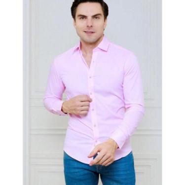 Imagem de Camisa Social Slim Fit - Nxt Jeans, Rosa, 3