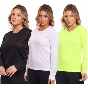 Imagem de Kit 3 Camisas Feminina Camiseta Térmica Proteção Solar Uv - MC Digital