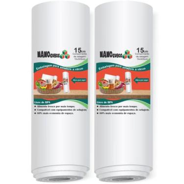 Imagem de Kit 2 Rolos Nanocubos 15x500cm Embalagens Sacos refil bobina com Ranhu