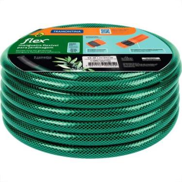 Imagem de Mangueira Jardim Tramontina Flex Preta/Verde Conjunto Com 15M - TRAMON