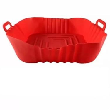 Imagem de Forma de Silicone Quadrada com Alça para Air Fryer, 16 cm, 2 Peças cores sortidas preta vermelha