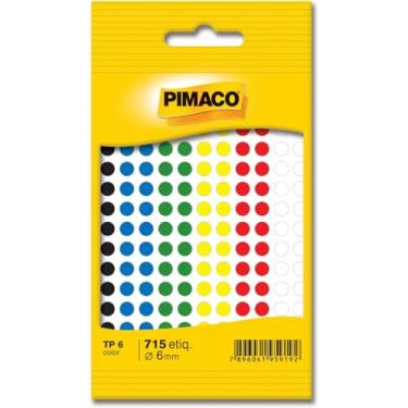 Imagem de Etiqueta Adesiva, Redonda, TP-6, 6mm, Colorida, Pimaco