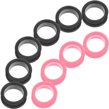 Imagem de Inserções de dedo 10 peças de anéis de silicone para polegar, cortadores de cães, ferramentas profissionais de beleza + acessórios, tesouras para animais de estimação, anéis de dedo para cuidados