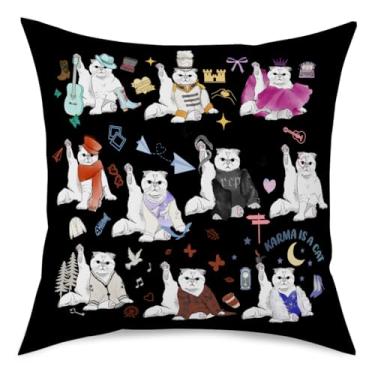 Imagem de QIBAJIU Presentes para amantes de gatos, capas de almofada pretas inspiradas para amantes de música, presentes para fãs de cantores, produtos para mulheres, gatos, mãe, gato, senhora, músico, 45,7 x