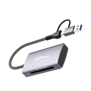 Imagem de Xingbaichen Leitor de cartão CFast 2.0, porta USB 3.0 ou USB C, leitor de cartão CFast 1 em 2, adaptador de cartão de memória CFast portátil, compatível com: Windows/Mac/Linux/Android/ChromeOS, etc