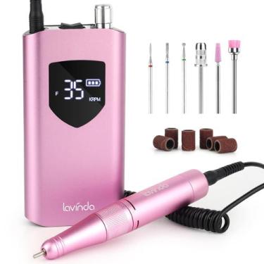 Imagem de Furadeira de unhas elétrica Lavinda 35000RPM recarregável - rosa