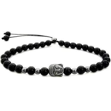 Imagem de Bracelete Preto Buda Cinza Feminino Gafeno - Gafeno Acessórios, GG