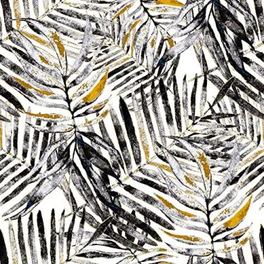 Imagem de Papel De Parede 12m Adesivo Lavável Preto Aquarela Palmeira