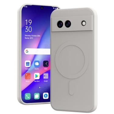 Imagem de MIDIIUGCT Capa magnética para Google Pixel 8A, carregamento sem fio, capa fina de silicone TPU macio para Google Pixel 8A, branca, MUS-MFCX-09-05