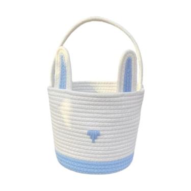 Imagem de Nishiyuenyi Cesto de Páscoa Ovos de Páscoa Bolsa de Tecido à mão Corda para meninos Festa infantil infantil, Azul