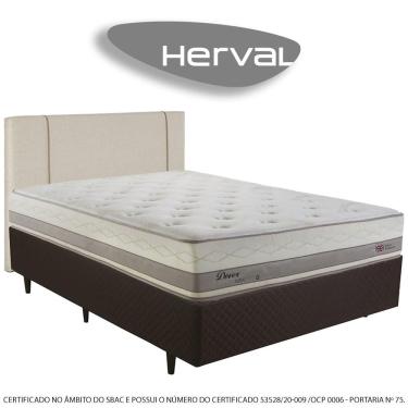 Imagem de Cama Box com Cabeceira Casal Herval Dover, 72x138x188 cm, Molas Maxspring