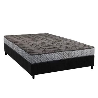 Imagem de Conjunto Box Casal: Colchão Espuma Paropas Compact Ag 65 - D23 Royalle Rústico Prata + Base Crc Suede Black (138x188)