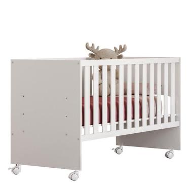 Imagem de Berço Doce Sonho Reto com Rodízios - Qmovi Branco