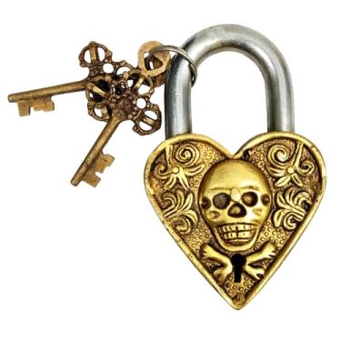 Imagem de Purpledip Cadeado de latão: coração pirata (11423)
